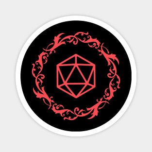 Magical Red Polyhedral D20 Dice Tabletop RPG Magnet